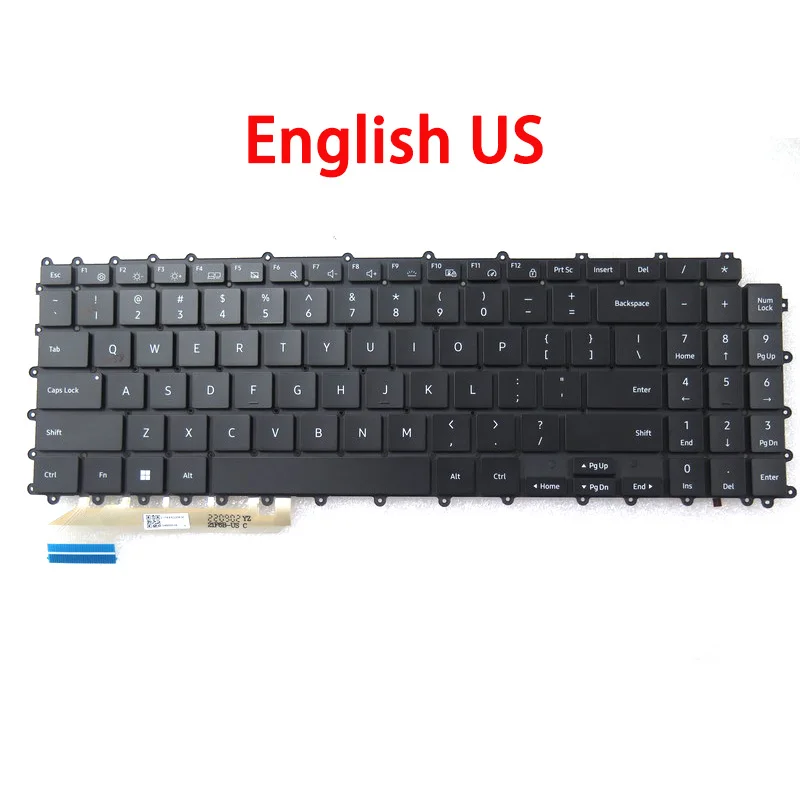 

Клавиатура для ноутбука Samsung NP950QDB 950QDB, английская, США, Корея KR BA59-04674A 21F6B-US с подсветкой, черная, новая