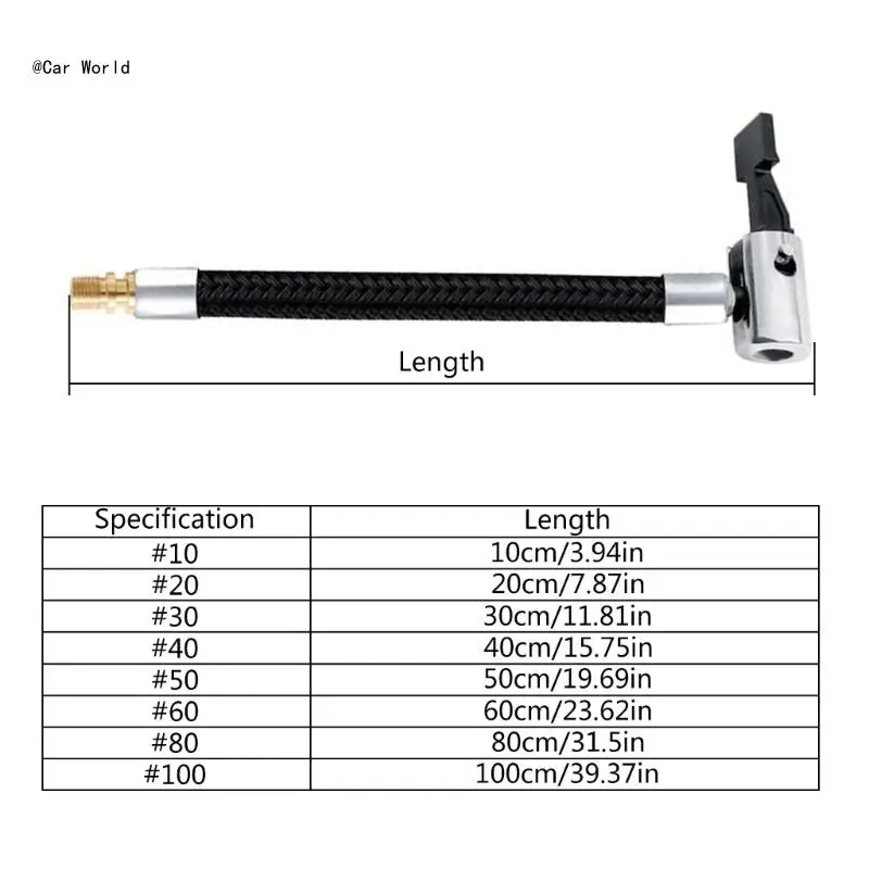 6XDB Tyre Hose Inflator Connector Air Tire Chuck Inflator Extension Hose with M6 Adaptors for Bicycle Car Tire