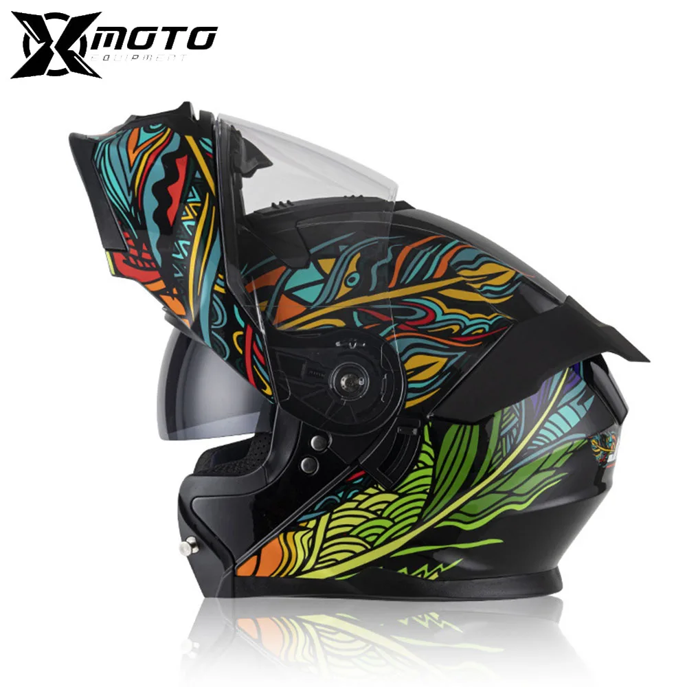 

Full Face Open Helmets Men's Motorcycle Helmet Full Face Helmet Four Seasons Helmets Breathable Shock Absorption Double Lens Use