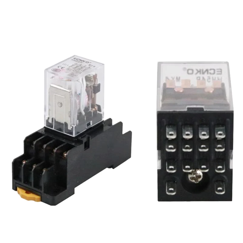 5PCS Relay MY4P HH54P Coil General DPDT AC110V 220V DC12V 24V Micro Mini Electromagnetic Relay Switch with Socket Base LED MY4NJ