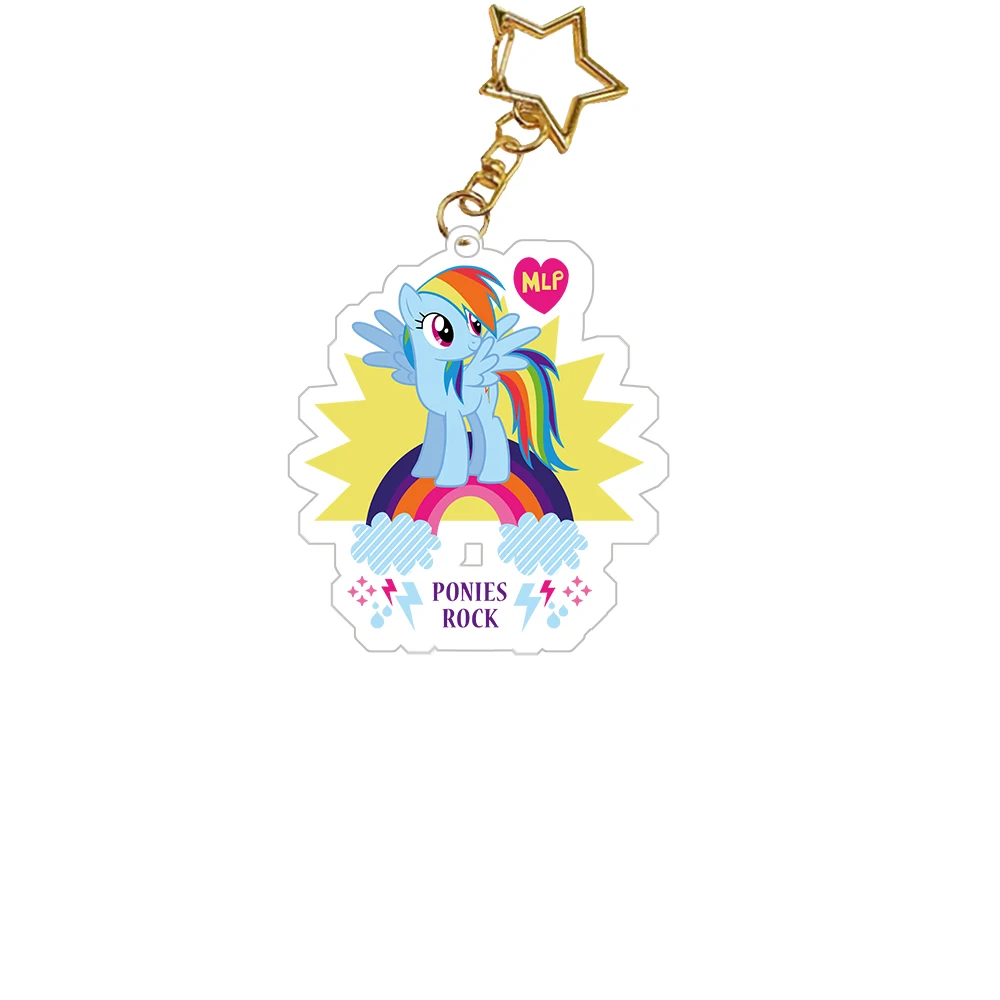 Kids My Little Pony Twilight Sparkle Pinkie Pie Rainbow Dash Rarity Acrylic Pendant Keychain Anime Cartoon Decoration