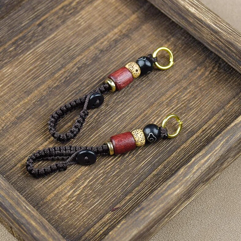Chinese Style Key Lanyard Braided Rope Keychain DIY Xiangyun Rope Keyring Sandalwood Rope Pendant Key Accessories