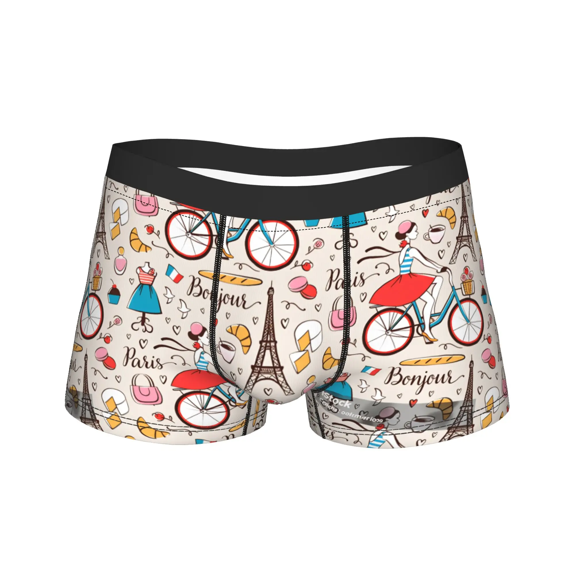 

French Paris Underwear Fashion Comfortable Panties Printing Shorts Briefs For Males 3D Pouch Large Size Boxer Shorts