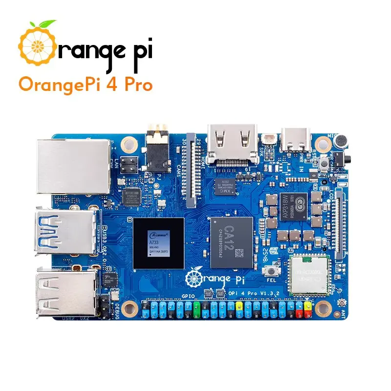 Orange Pi 4 Pro 4GB RAM Allwinner A733 DDR5 Single Board Computer WiFi6+Bluetooth Dual MIPI-CSI M2 PCIE SSD 3 TOPS NPU Mini PC