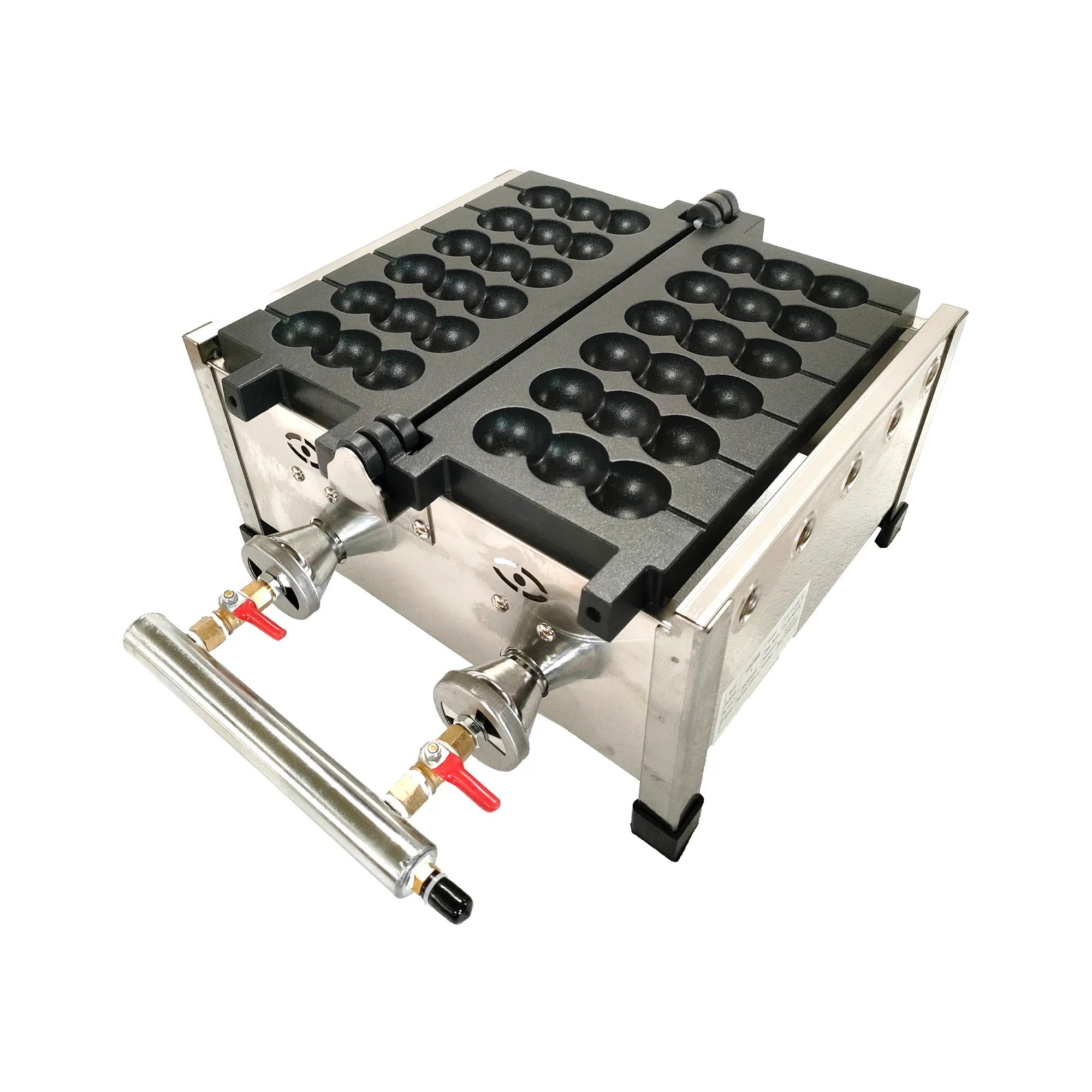 Commercial Gas Skewer Waffle Stick Maker Machine Takoyaki Ball Shaped Waffle Making Octopus Ball Grill Pan