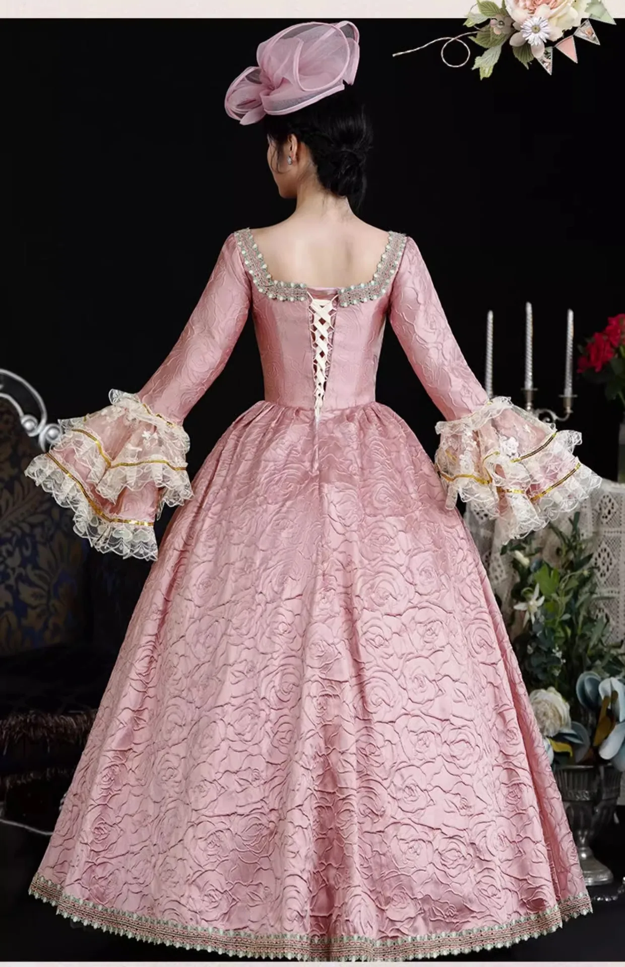 ศาลยุโรปขุนนางชุดหญิงยุคกลาง Retro Gorgeous Photo Catwalk STAGE เครื่องแต่งกาย Robe De Cérémonie Femme