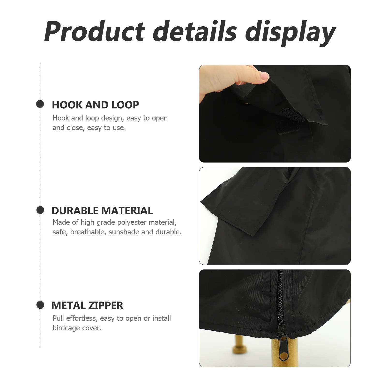 

Black Bird Cage Cover High Grade Polyester Dustproof Birdcage Protector Light Blocking Windproof Rainproof Parrot Cage Accessory