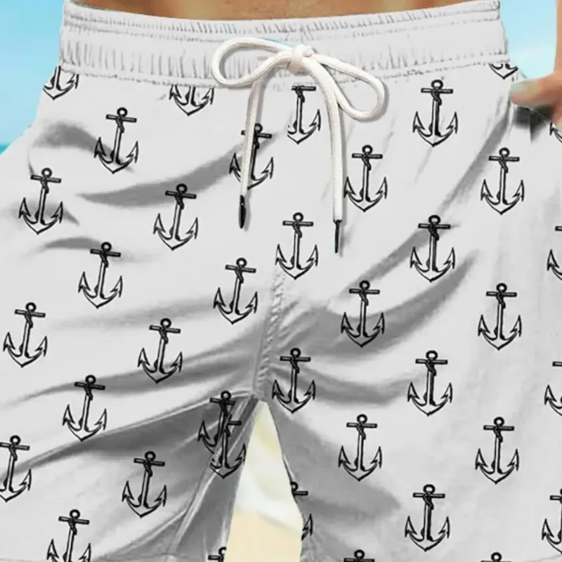 Anchors Pattern Men's Beach Shorts Summer Swim Trunks 3D Printed Women Men Casual Oversized Loose Sport Short Pants