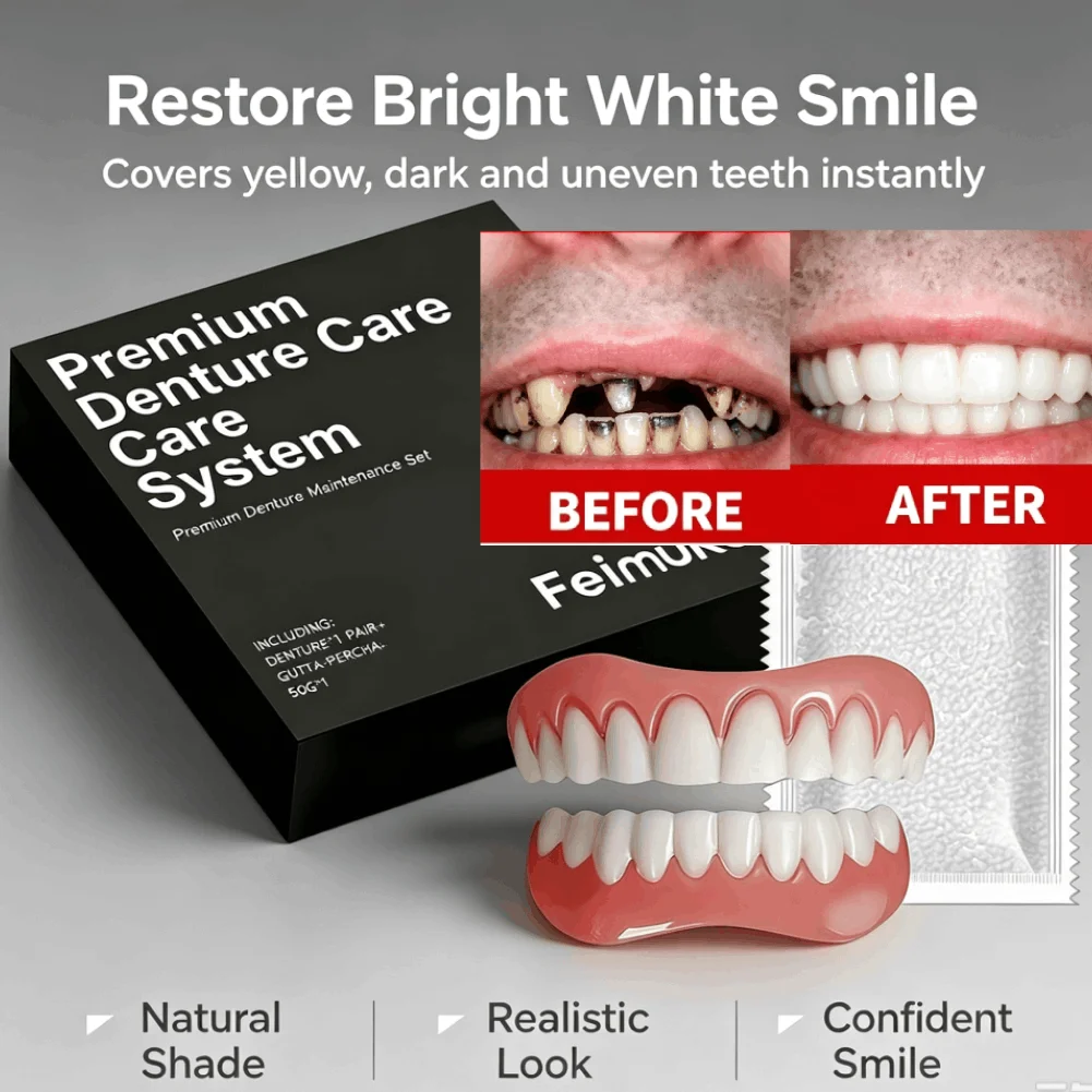 Cosmetic Denture Decoration Set Natural Fit Comfortable Temporary Instant Smile Veneers for Missing Yellow Teeth Oral Beauty Dec