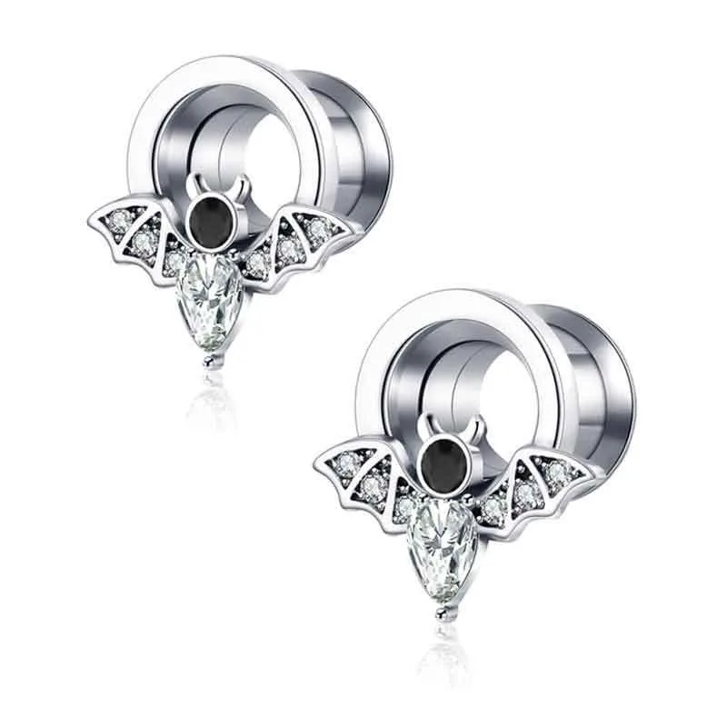 1pair Fashionable Trendy Men and Women's Earlobe Bat Puncture Expansion Ear Piercings and Ear Ornaments