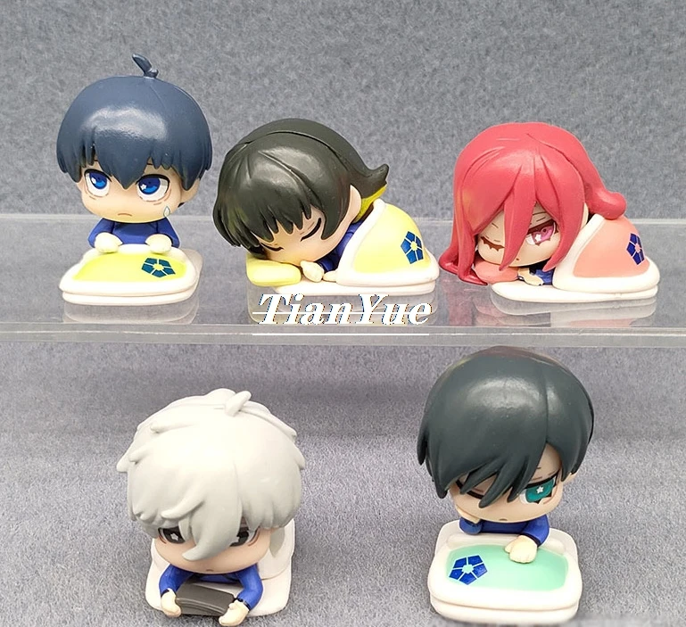 Anime Blue Rock 5pcs/set Isagi Yoichi Nagi Seishiro Chigiri Hyoma Sleeping version Figure toy Car Decoration Christmas gift 4CM