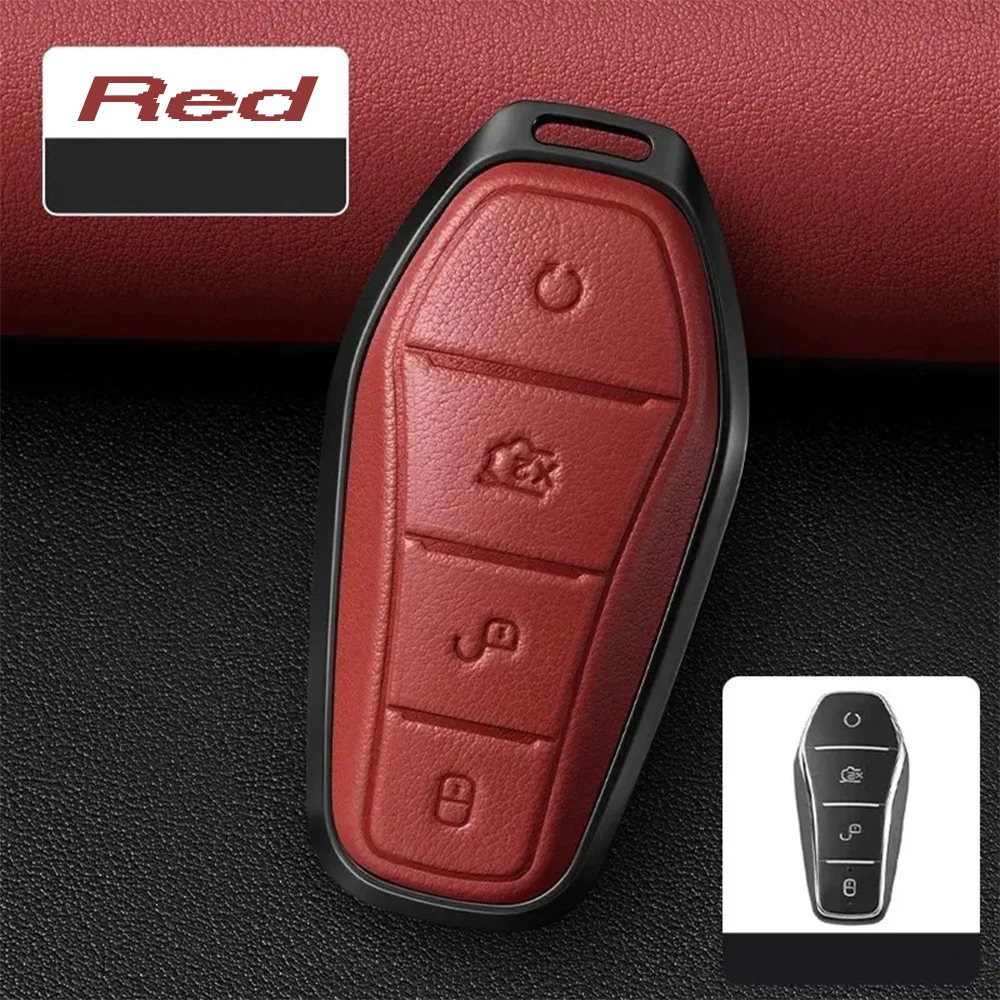 

For BYD Dolphin 2024 Car key cover cowhide top layer scratch resistant and wear-resistant key cover protection decoration