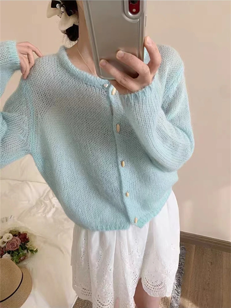 Colorfaith SWC6845JX New 2024 Elegant Lady Sweaters Vintage Korean Fashion Oversized Chic Knitted Women Spring Winter Pink Tops