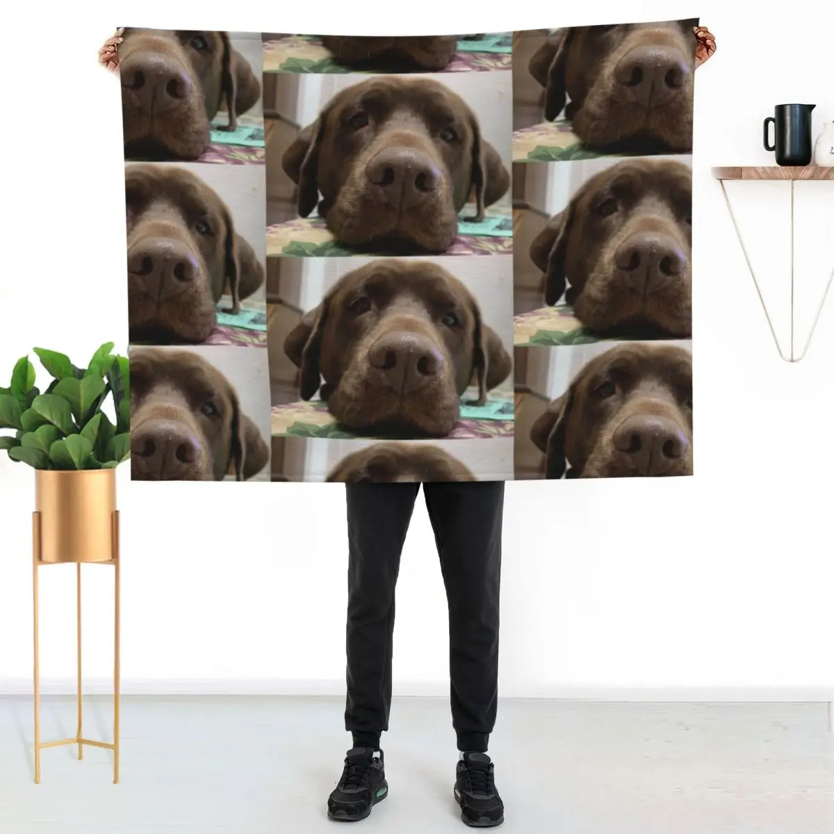 Manta de chocolate con estampado de Lab/Mix, resistente a las manchas, acogedora y cálida
