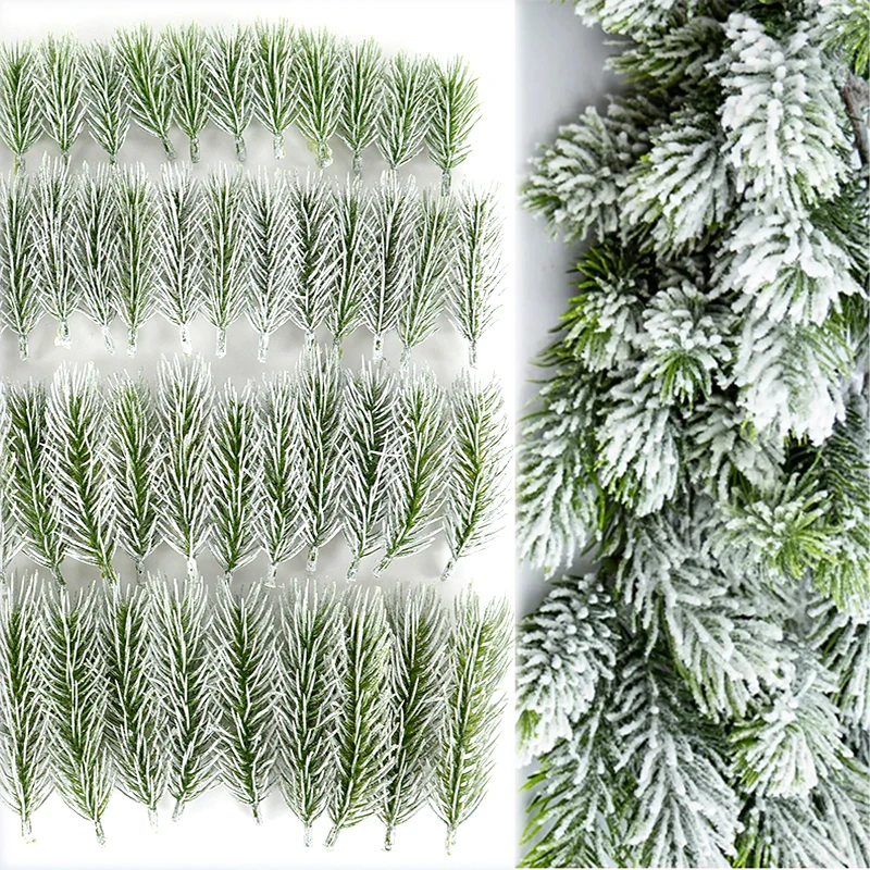 

20/10pcs Artificial Snow Pine Branch Artificial Pine Needles Fake Plant Christmas Decoration Pine Garland For Home New Year Gift