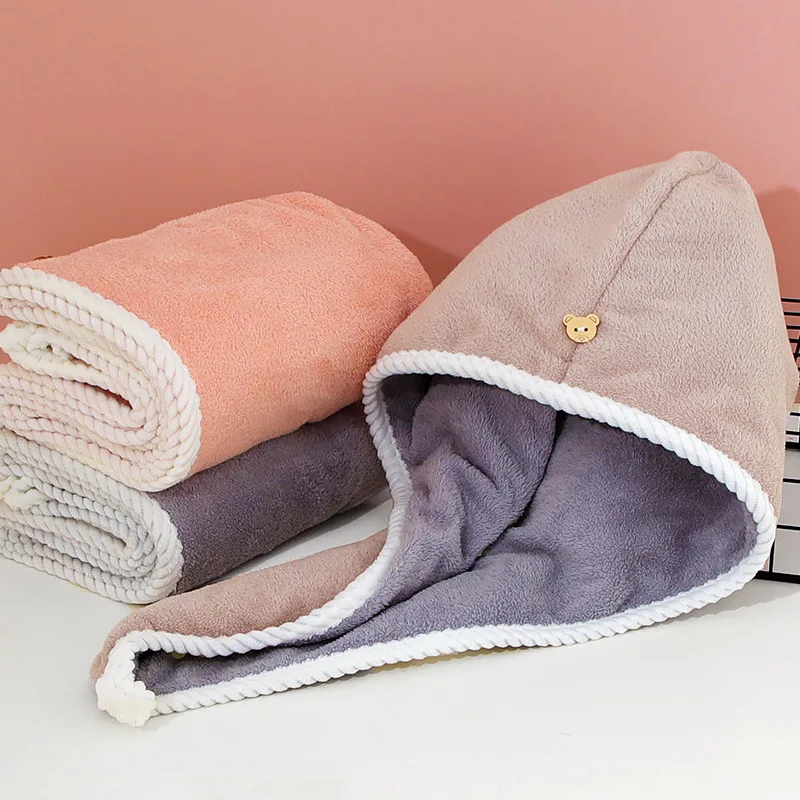 قبعة شعر فيروسية جافة سميكة بطبقة مزدوجة للنساء - منشفة تغليف الشعر فائقة الامتصاص وغير قابلة للانفخ وسريعة الجفاف