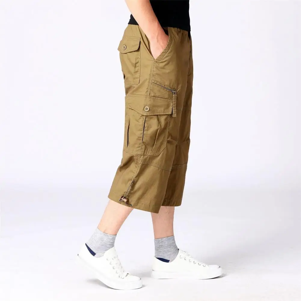 

Regular Fit Men Trousers Men's Outdoor Cargo Pants with Adjustable Drawstring Waist Multiple Pockets for A Comfortable Stylish