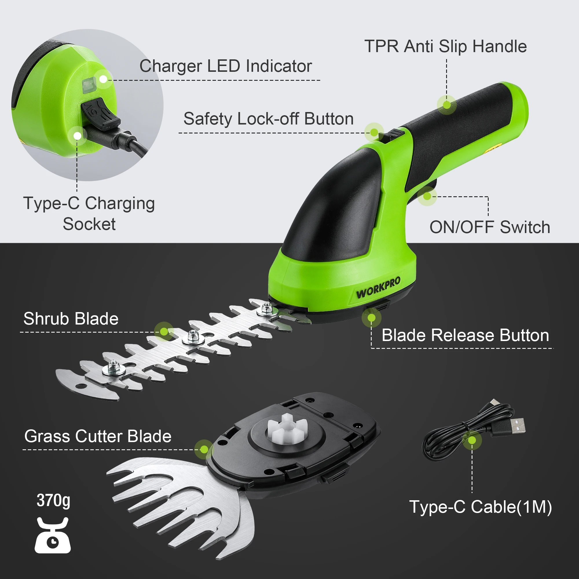 Imagem -05 - Workpro-cortador de Hedge sem Fio Tesoura de Poda Cortador Elétrico para Relva Ião-lítio Recarregável Garden Tool em 7.2v 3.6v