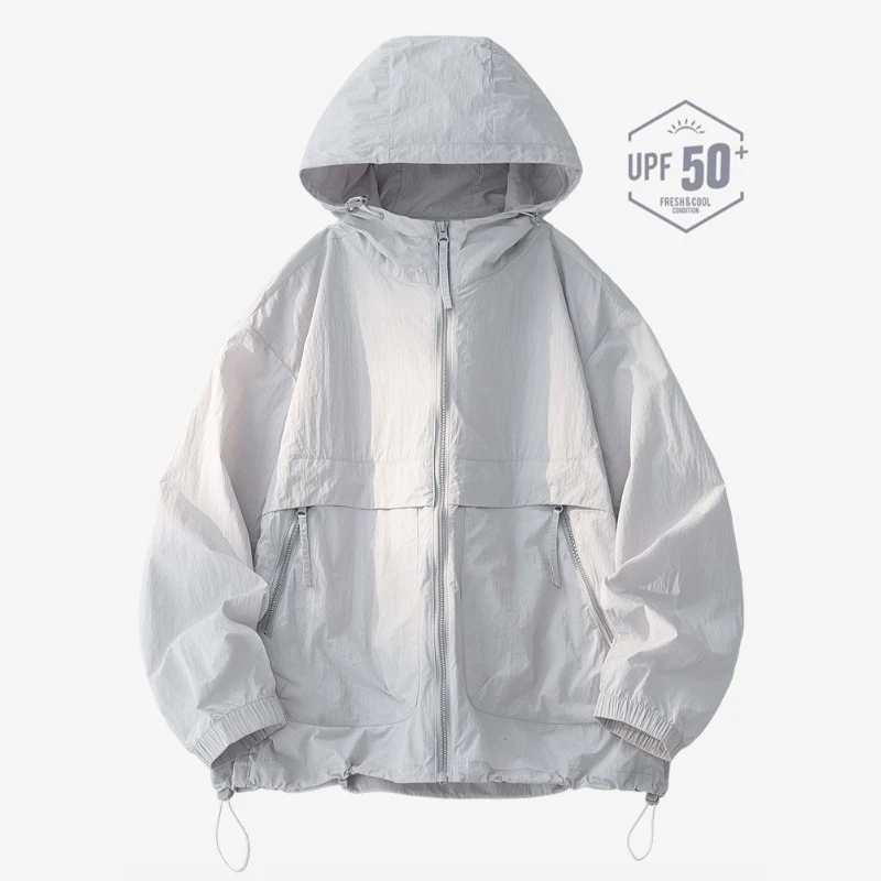 

Summer Men's Hooded Sun Protection Clothing Quick Drying Breathable Ice Silk UV Resistant Jacket Outdoor Fishing and Hiking Wear