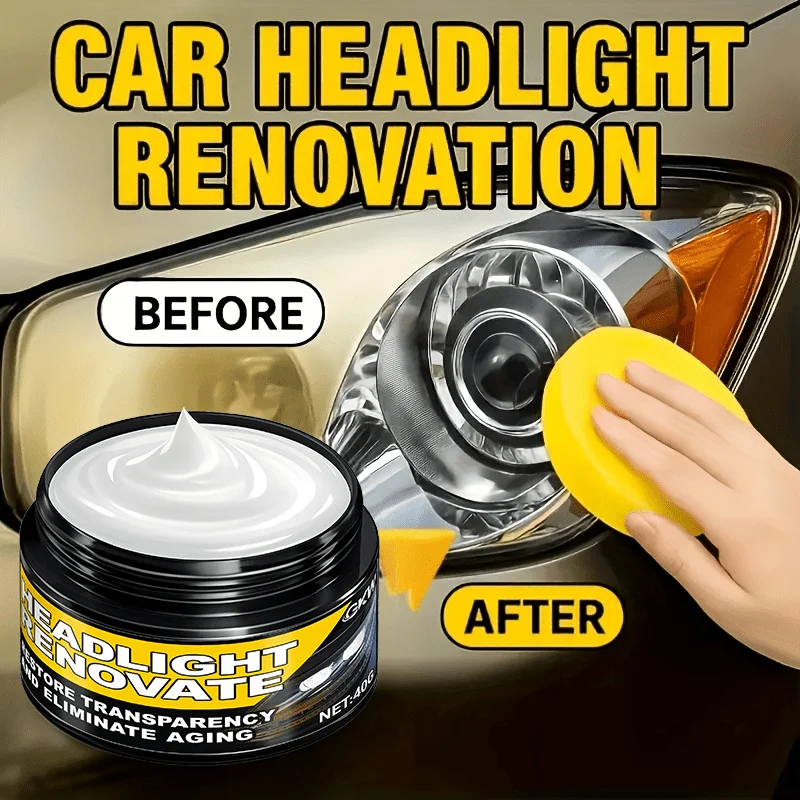 DIY headlight restoration kit, fixes yellow haze scratches, restores lamp brightness for all cars