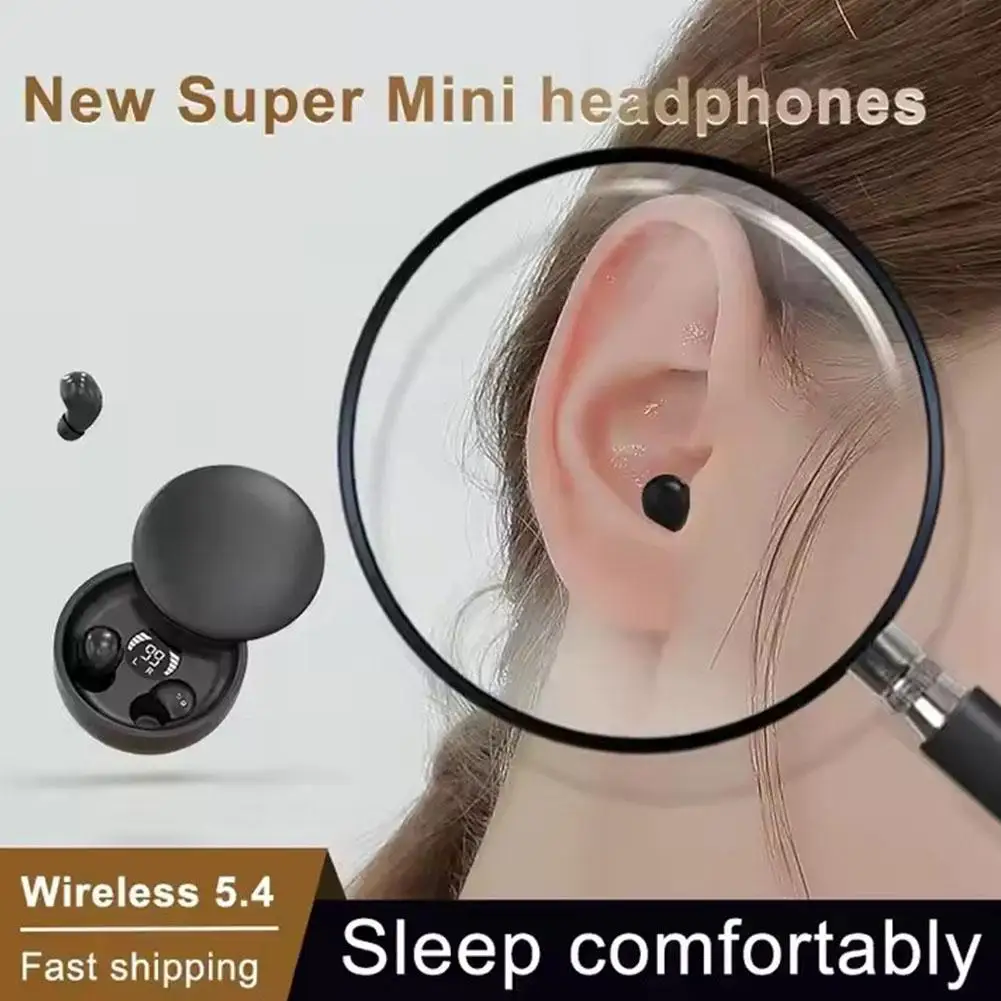 SK Mini Slider Wireless Bluetooth Headphones AI Intelligent Cancelling Noise Surround 8Way BT5.4 In-Ear Sleeping Mini Headp V7L2