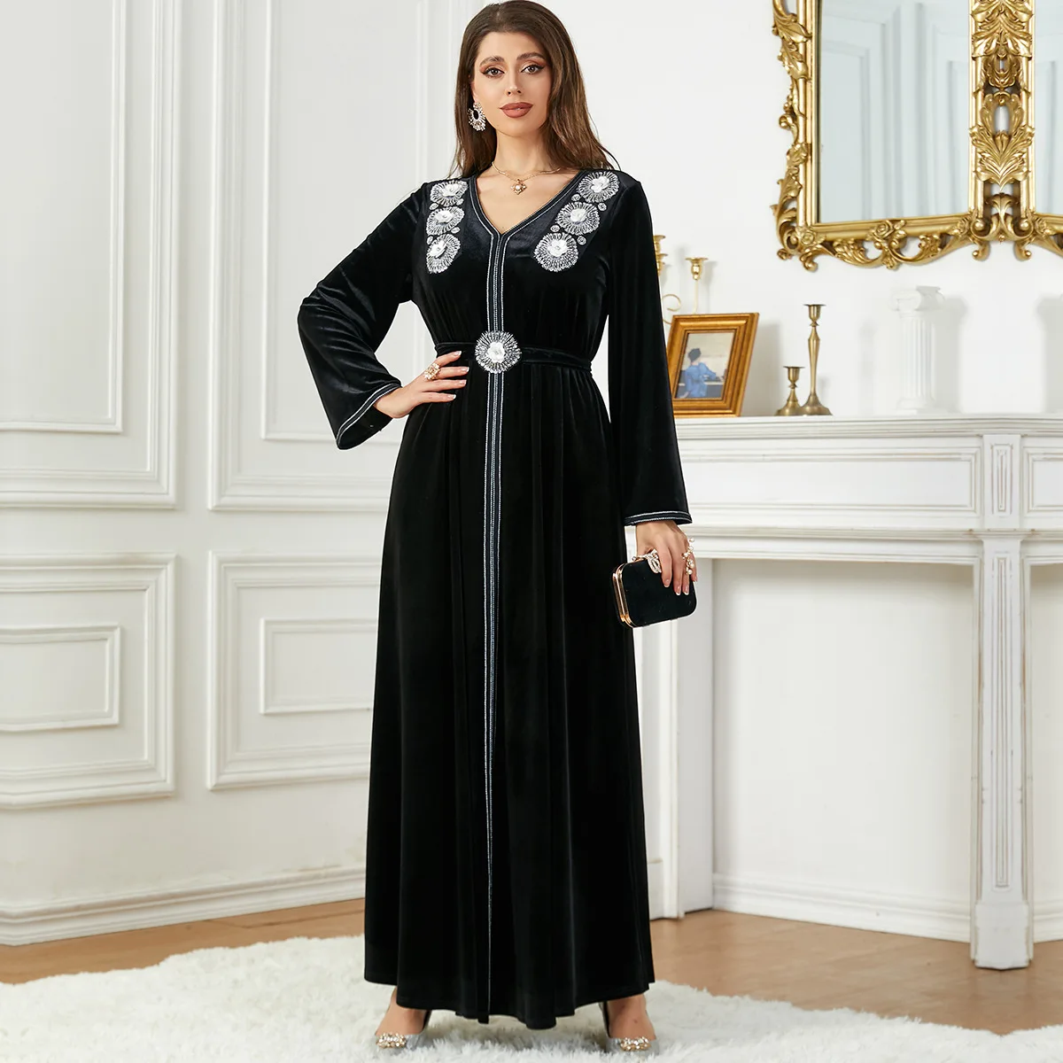 

Velvet Muslim Ramadan Eid Abaya Dubai African Dresses For Women Turkey Islam Jalabiya Hijab Dress Kebaya Robe Musulmane Kaftans