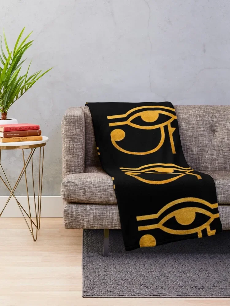 Oudjat - Eye of Horus - gold Throw Blanket for babies halloween Blankets