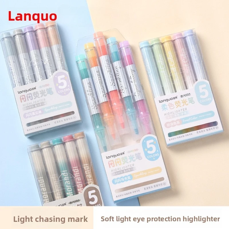 

LANGUO 5-цветный хайлайтер для защиты глаз Morandi, студенческий рисунок, альбом для вырезок, дневник, живопись, милые офисные школьные канцелярские принадлежности