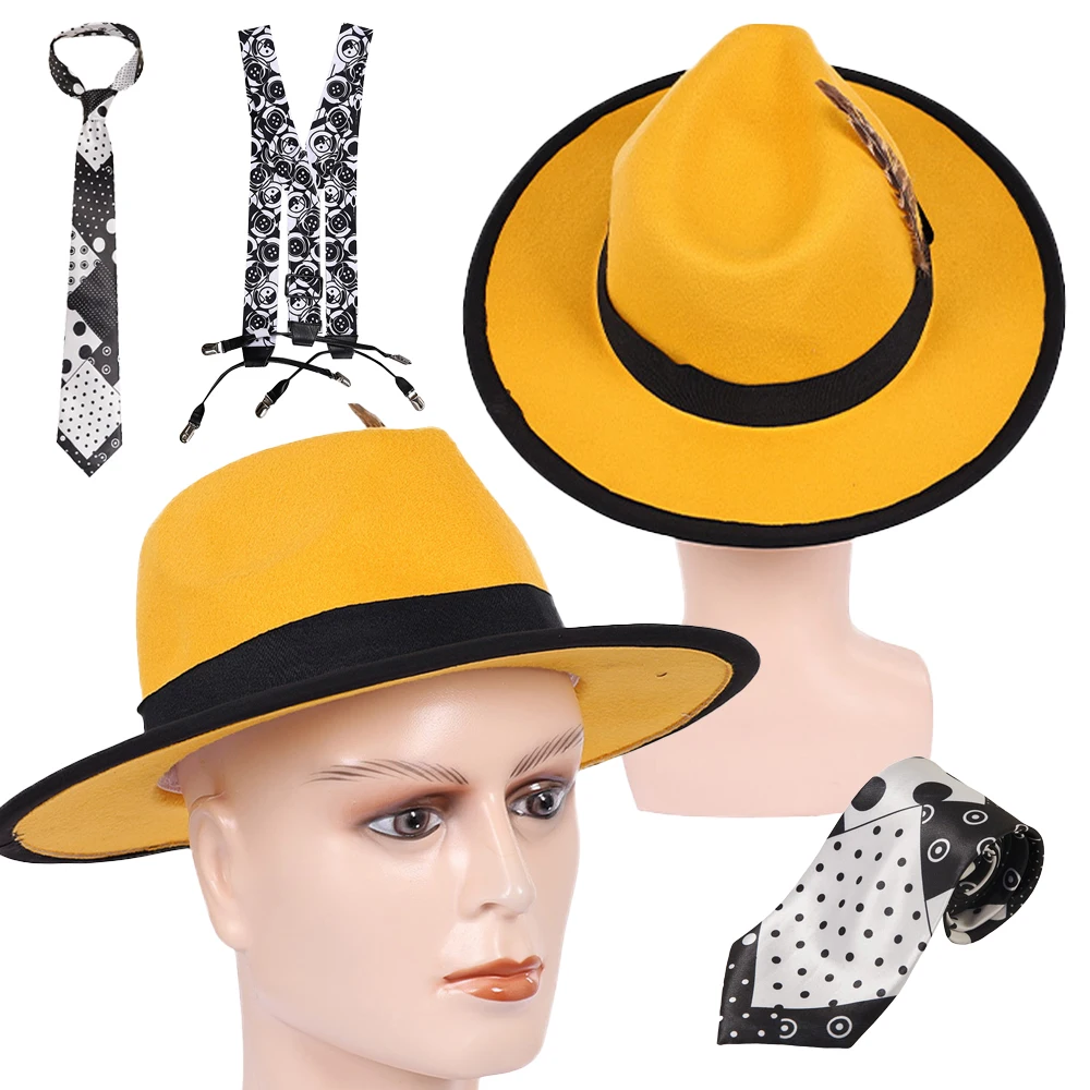 Fantasia 1994 Jim Movie Mask Stanley Hat Cosplay Yellow Hat Men Disfraz Costume Accessories Men Halloween Carnival Party Prop