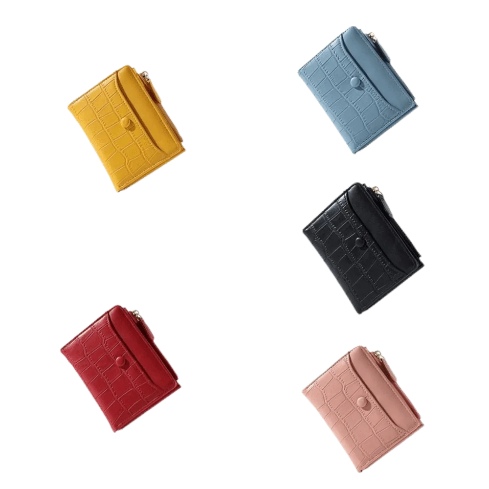 Multi Card Slot Crocodile Pattern Wallet Waterproof Solid Color PU Leather Coin Purse Short Large Capacity Multiple Card Holder