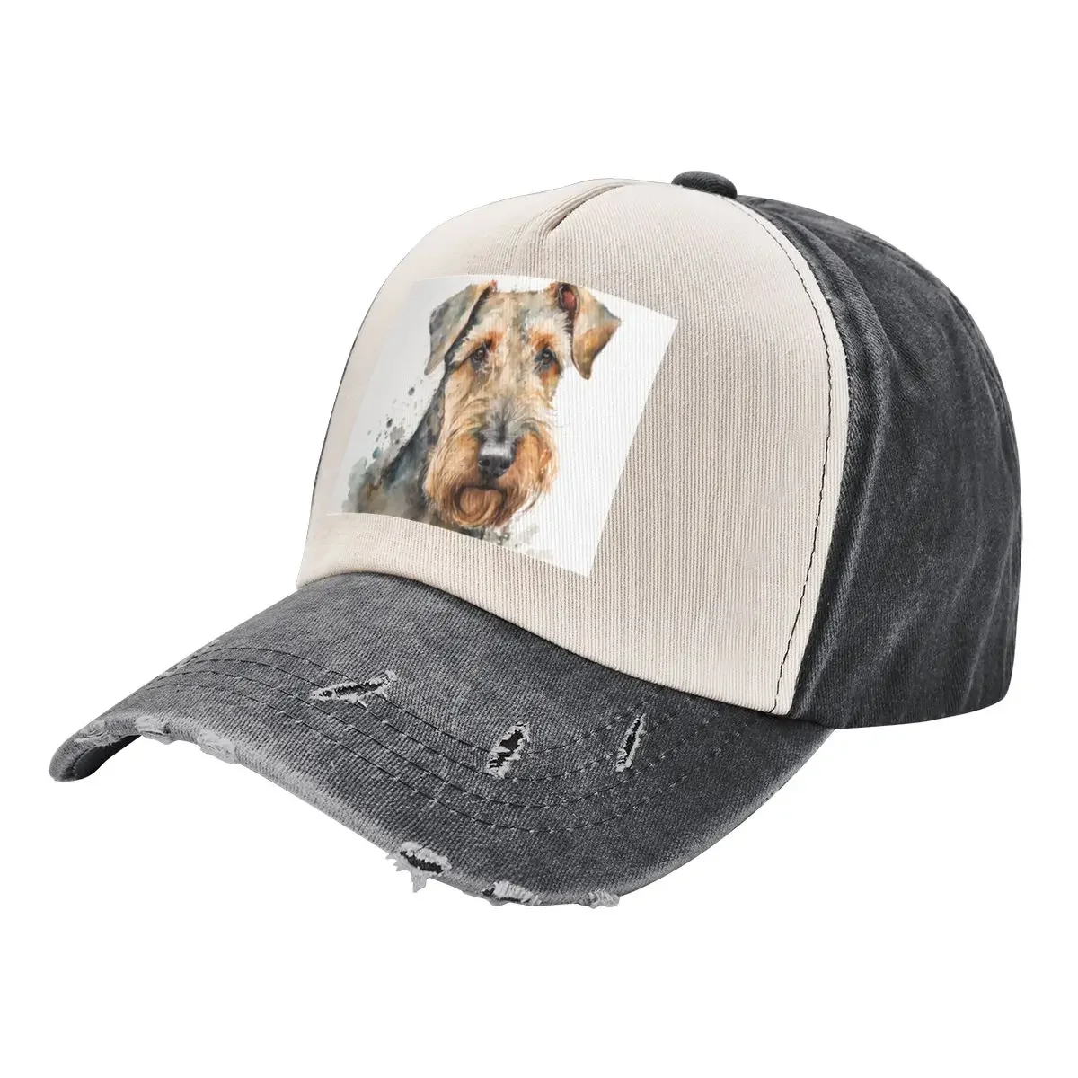 Artistic Watercolor of a Airedale Terrier Dog Baseball Cap Hat Man Luxury New In The Hat Men Golf Wear Women's