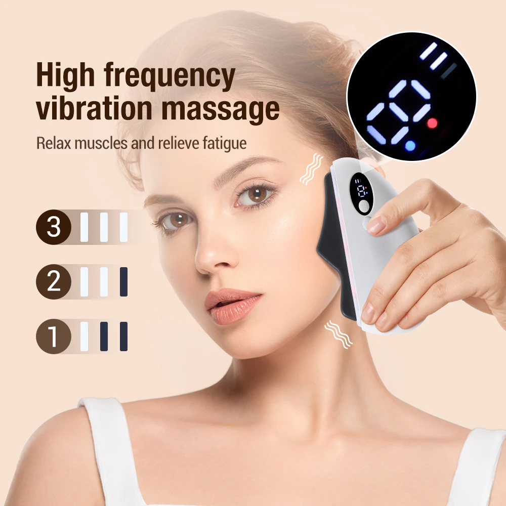 

Electric Scraping Board Red Bian Stone Hot Compress High Frequency Vibration Facial Lifting Relaxation Guasha Massage Device