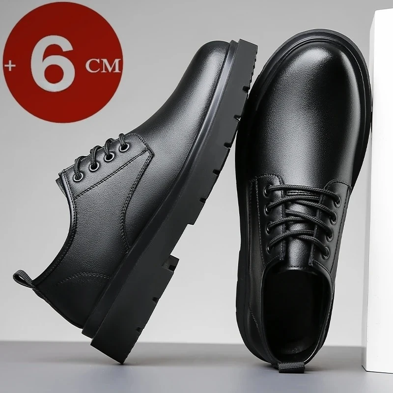 Men Business Casual Elevator Shoes Leisure Height-Increasing Leather Shoes Increased Height Inner Design Formal Wedding Oxfords