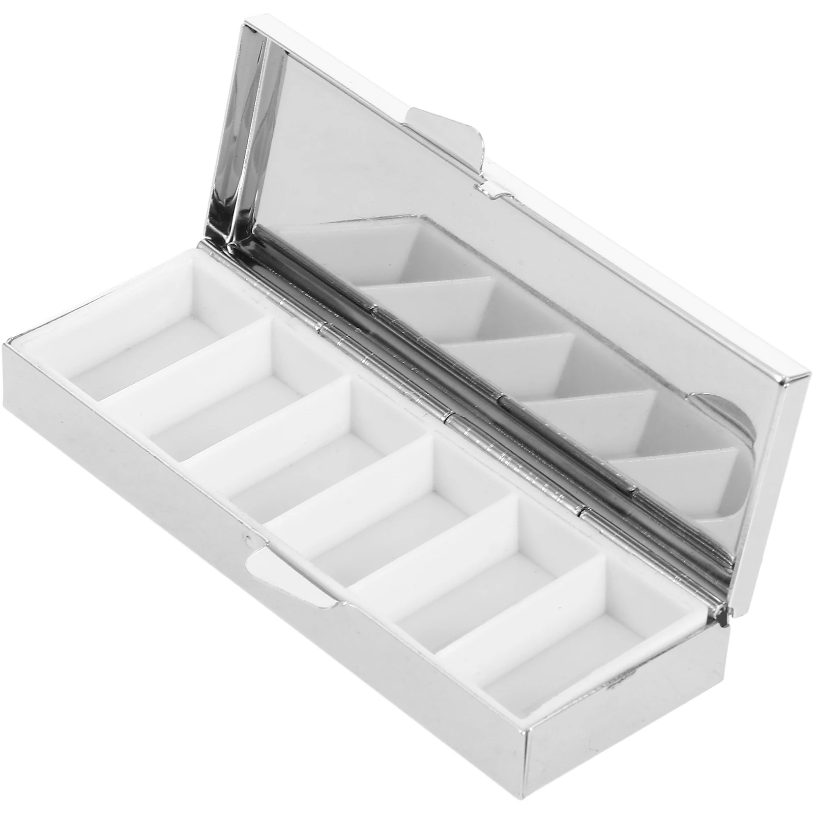 

Portable Metal Pill Case 6 Compartments Different Pills Candy Safe Waterproof Durable Compact Handbag Tidy Sturdy