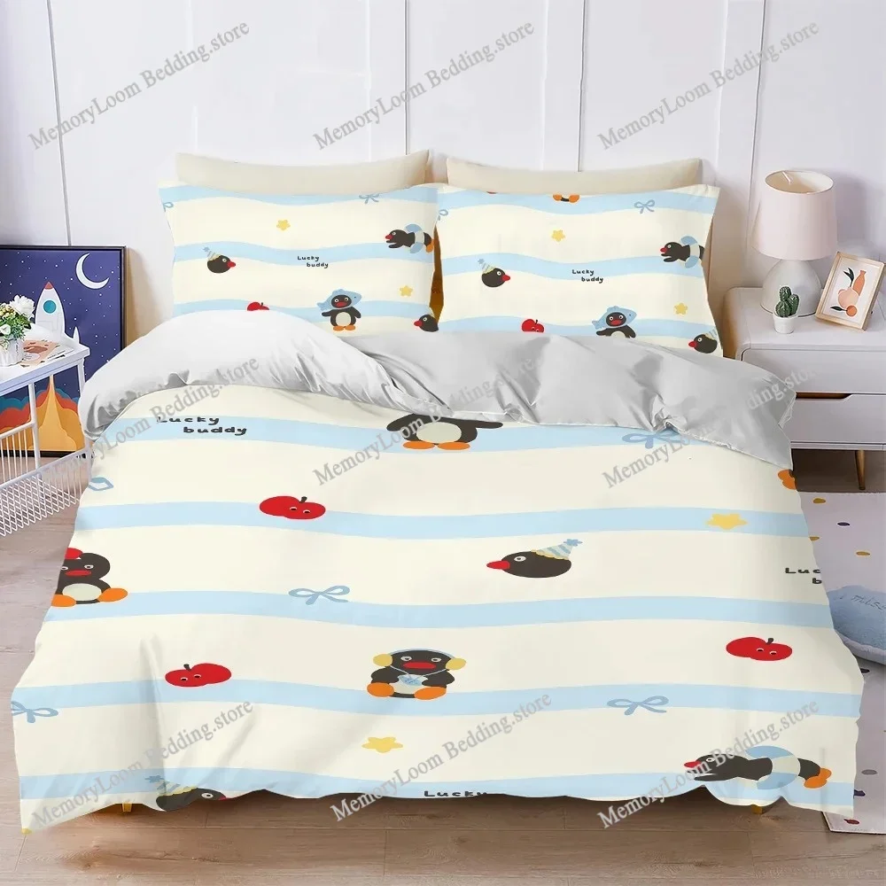 

Cartoon Funny P-Pingu Duvet Cover Set Home Style Bedding Soft Laundry Cotton Bed Student Dormitory Gift Home Textileextile741