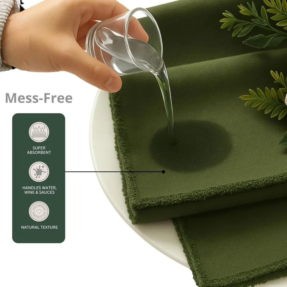 

4PCS Rustic Style Cotton Linen Napkins Eco-Friendly Soft Placemats Solid Color Decorative Cloth Napkins Party Supplies