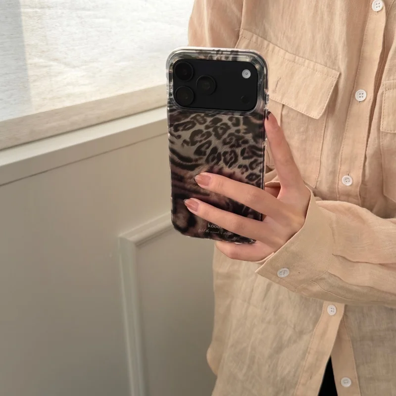 Vintage Leopard Tiger Print Phone Case for iPhone 18 17, 16, 15, Pro, Promax Large Lens Window Shockproof Clear Cover