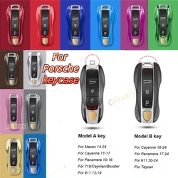Solid Color ABS for Porsche Panamera Macan 718 Taycan 911 Cayman Boxster 9ya 971 Remote Smart Car Key Case Cover Fob Accessories