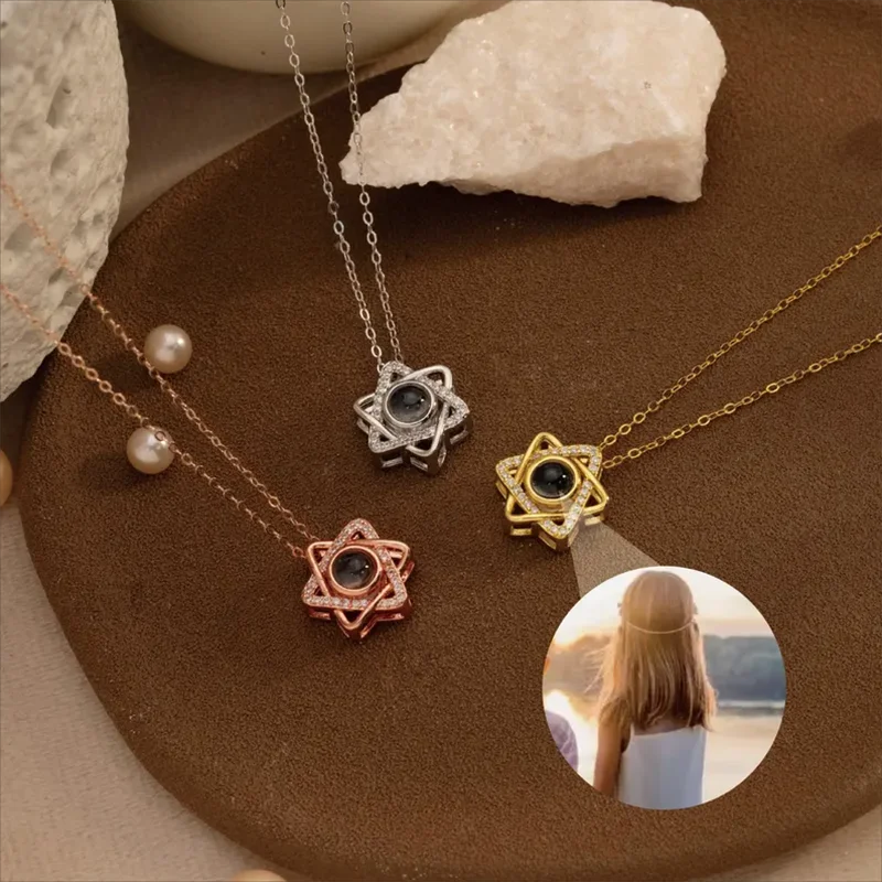 DHQH New Customized Photo Star Projection Pendant Personalized Picture Projection Star Copper Necklace Customized Jewelry Gift