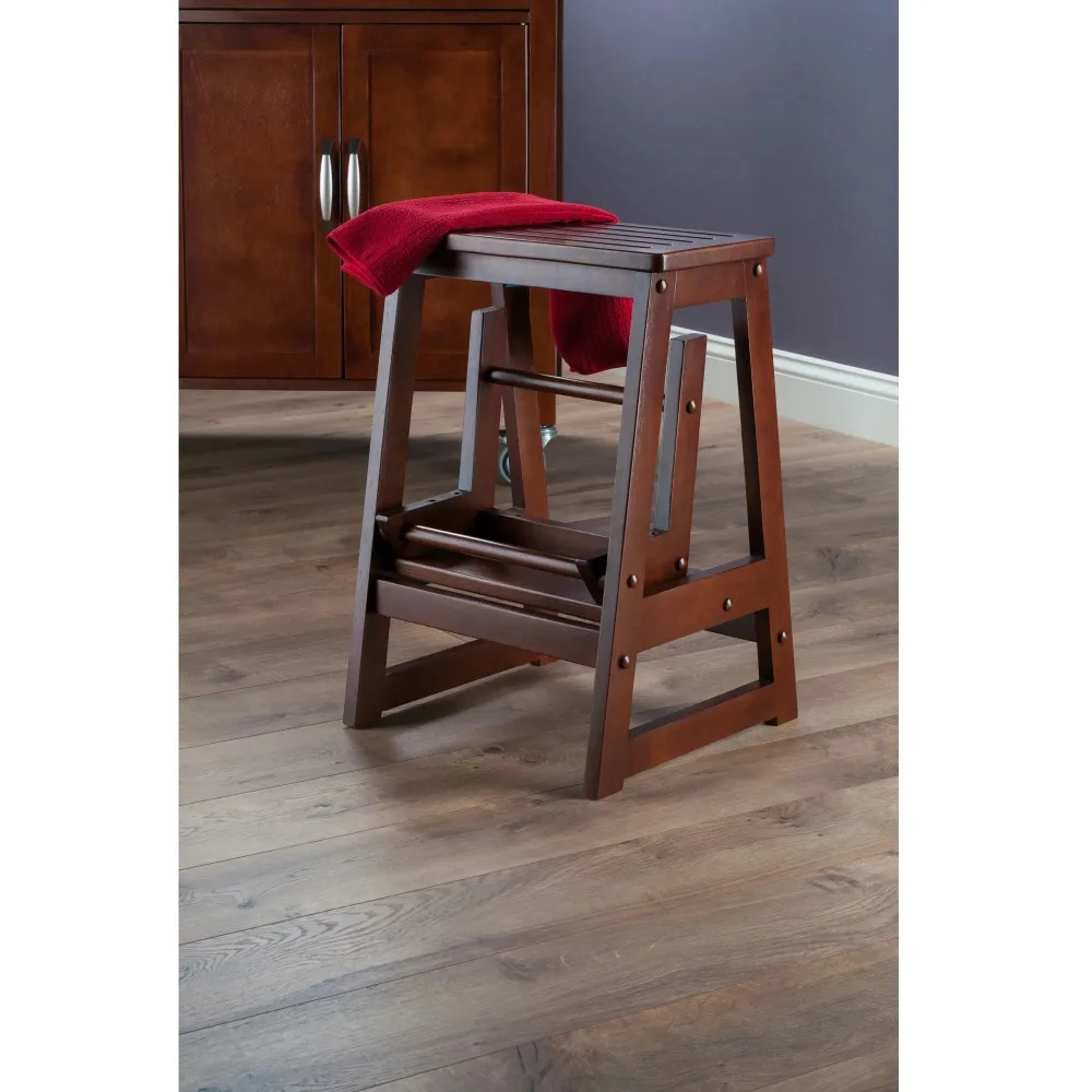 Ascending Step Stool, Walnut Finish