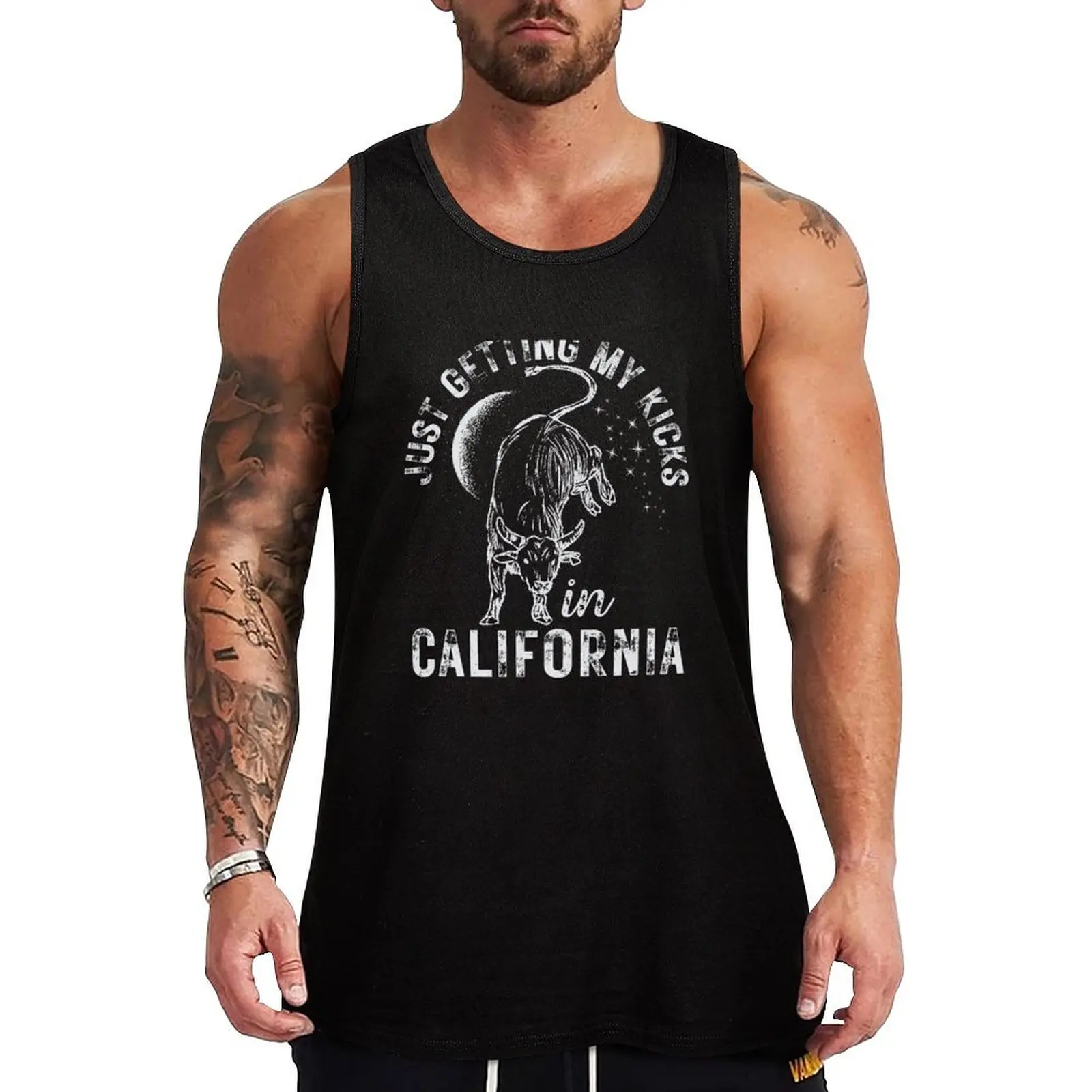 Vintage-Western Just Getting My Kicks in California Tank Top men clothing bodybuilding for men