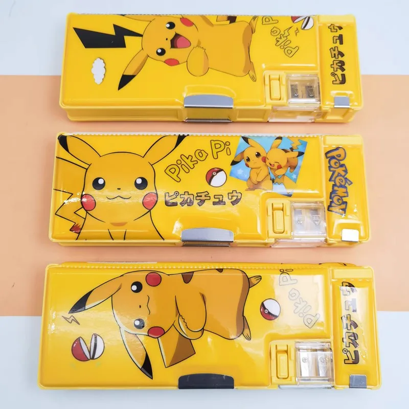 

Pokemon Stationery Cartoon Pikachu Student Pencil Case Large-capacity Storage Eraser Pencil Ballpoint Pen Anime Stationery Box