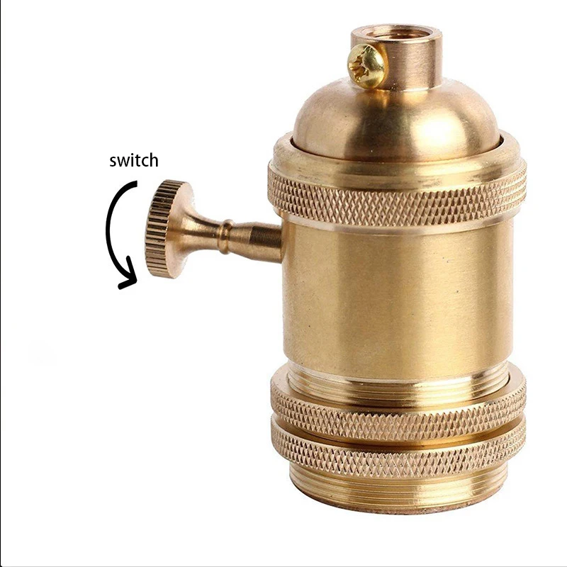 E27 رأس المصباح الرجعية E26 رأس المصباح النحاسي حلقة مزدوجة رأس المصباح النحاسي النقي الرجعية مع ملحقات مصباح الجدار التبديل