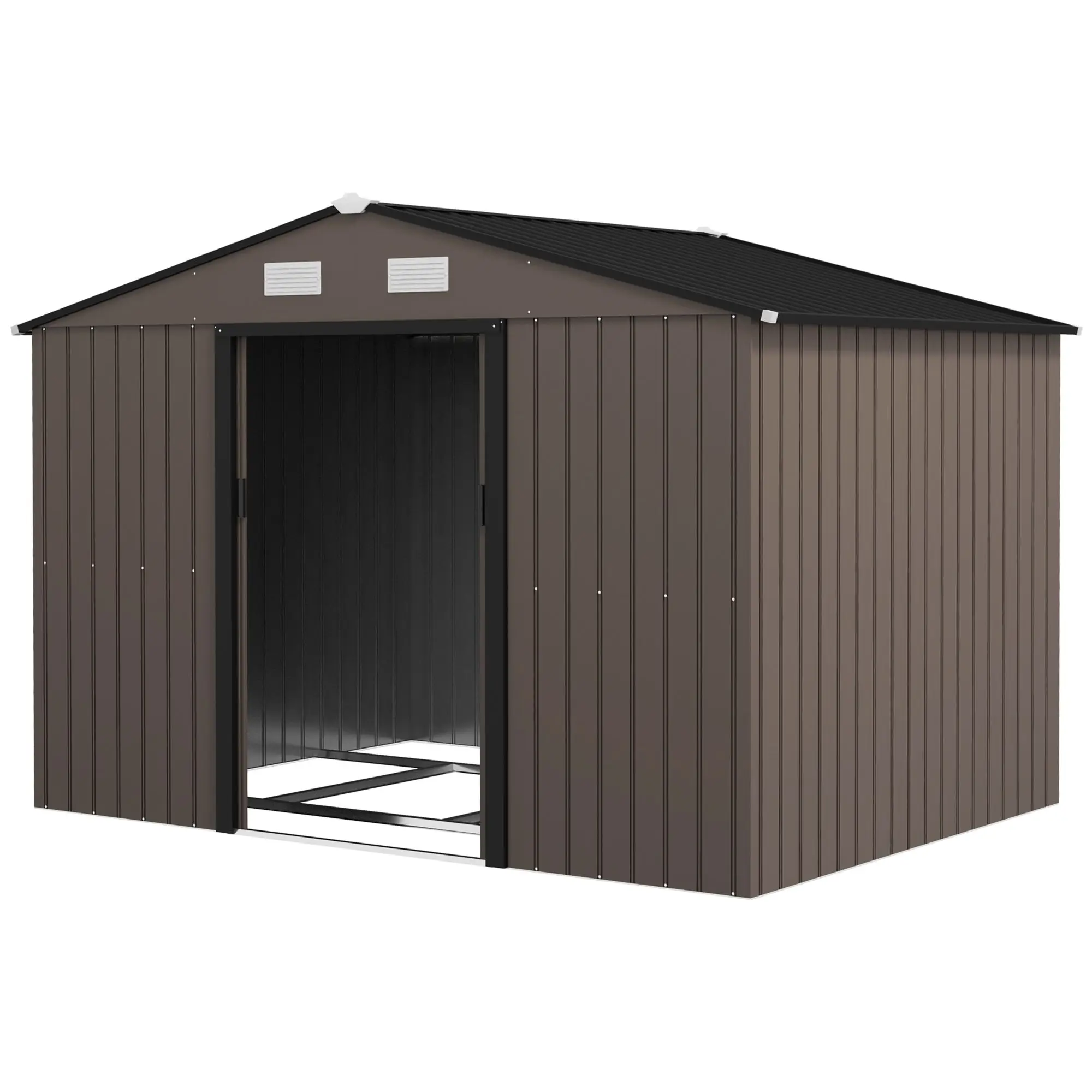 

For Outsunny Outdoor Shed Garden Storage Shed, Tool Storage Building with 4 Vents and 2 Sliding Doors for Garden Patio Lawn, 9'