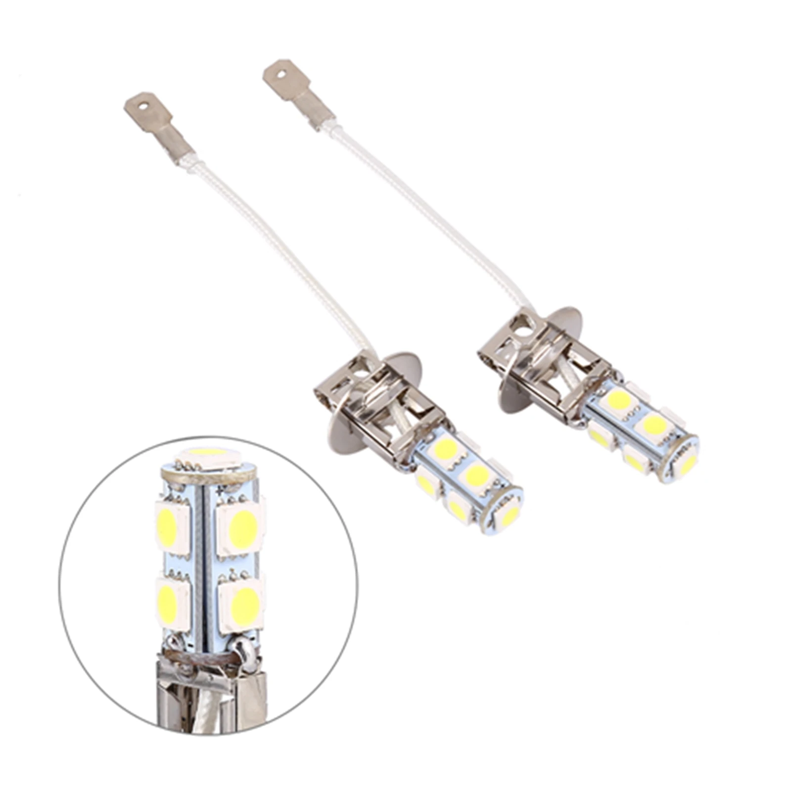 2x H3 5050 White 9 SMD LED DC12V Auto Car Fog Light Lamp LED Bulbs 6500K 300LM H3 5050 9SMD