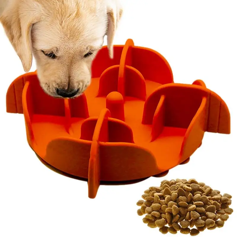 Pet Bowl Slow Feeder Silicone Dog Slow Feeder Bowl Large Breed Pet Slower Food Feeding Dishes Interactive Bloat Stop Dog Bowl