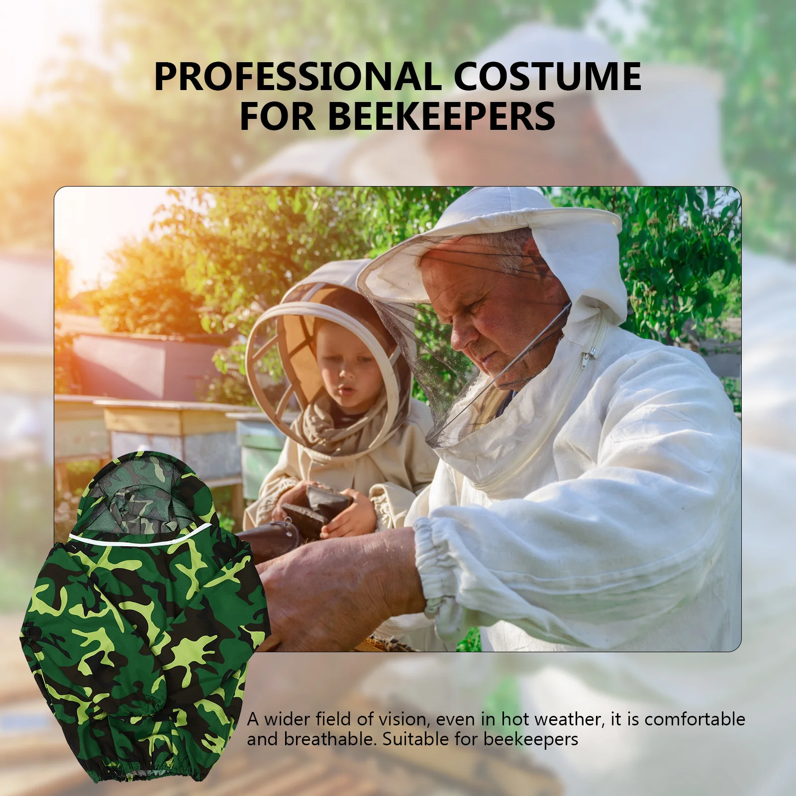 

1Pcs Anti Bee Beekeeping Clothes Protective Breathable Clothing Veil Hat Uv Protection Outdoor Use Beekeeping Clothes