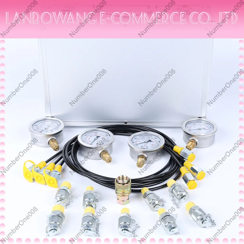 Silver Four Gauges Ten Joints High Precision Hydraulic Pressure Test Kit Combined Pressure Tester for Engineering Machinery