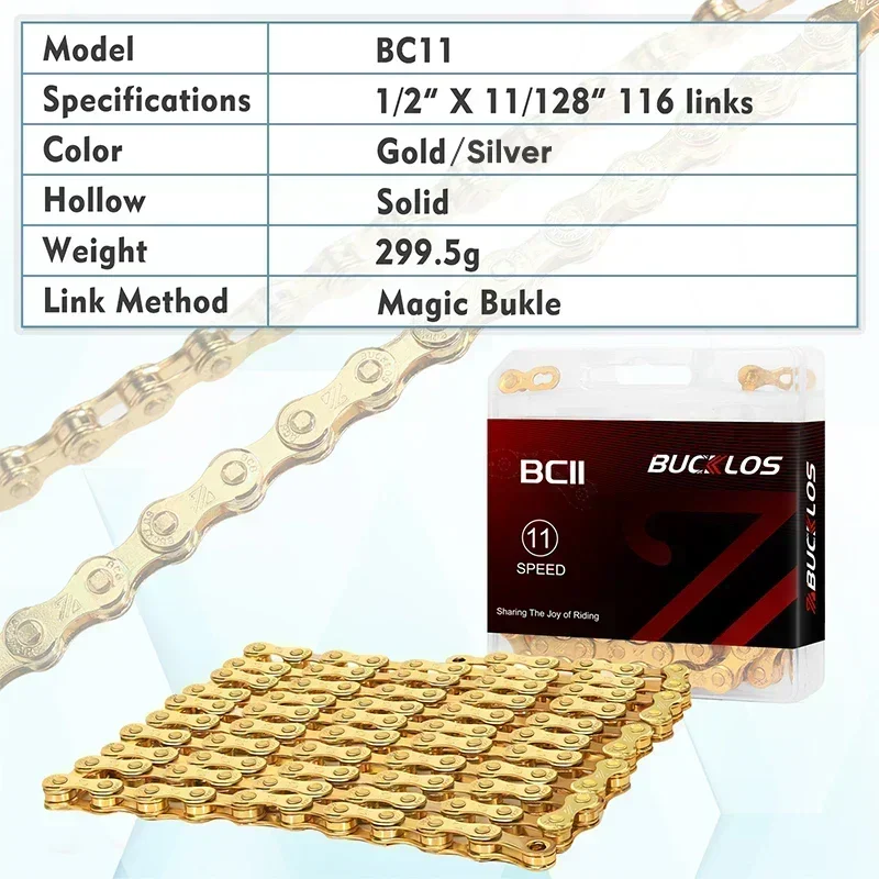 BUCKLOS 8/9/10/11/12 Speed Bicycle Chain 9v 10v 11v Road MTB Current 116/126 Links Bike Chain L/EL/SL for SHIMANO Cycling Parts #4