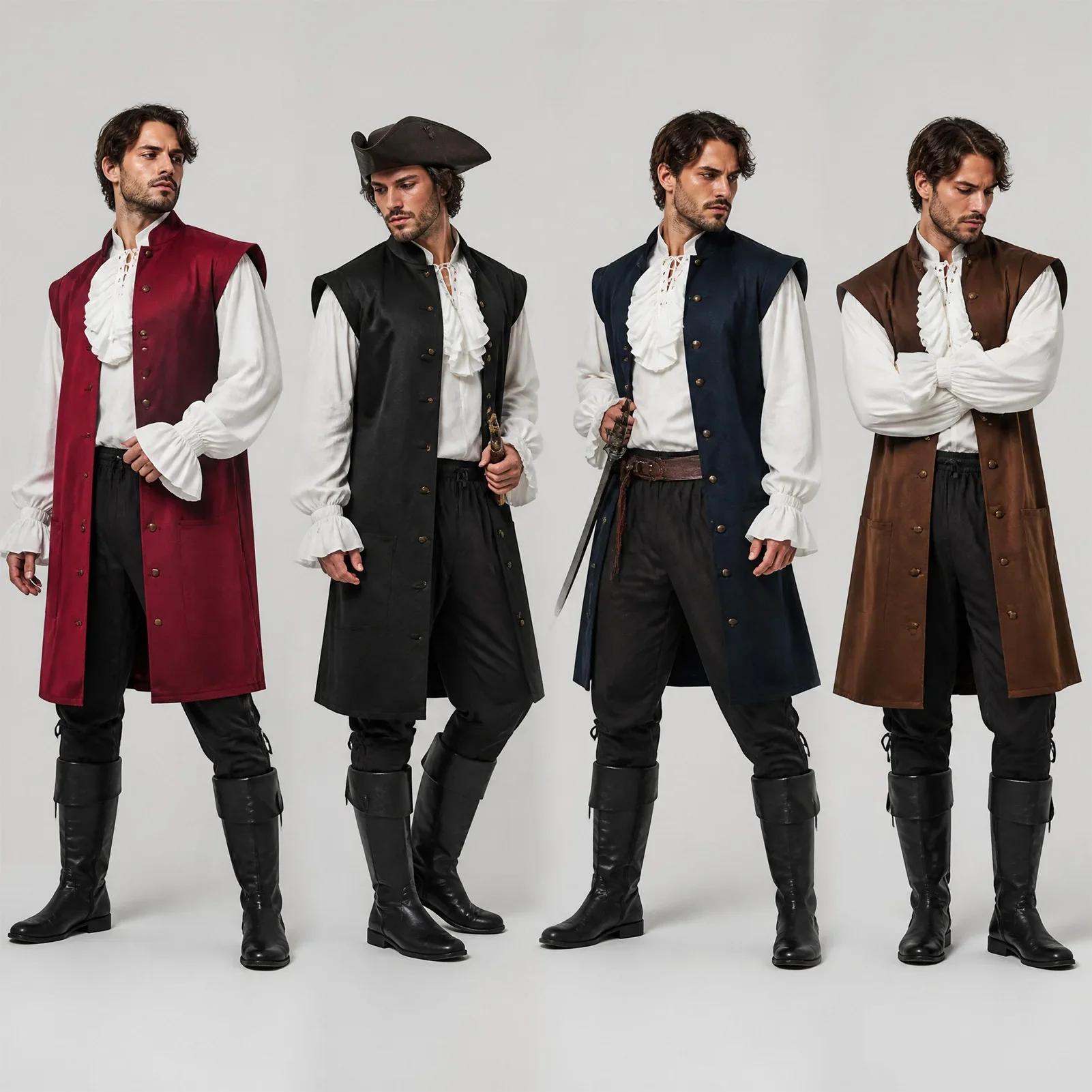 Mittelalterliche Lange Ärmellose Weste, Wikinger-Weste, Herren Vintage Ärmellose Jacke, Langer Ritter-Surcoat, Renaissance-Weste Kostüm